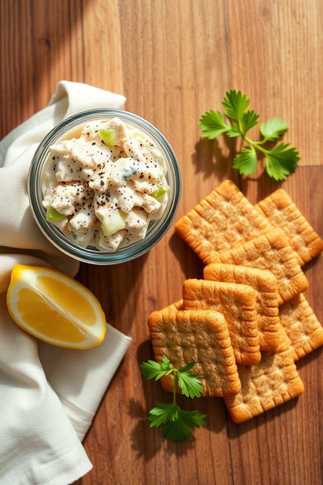 tuna served with crackers