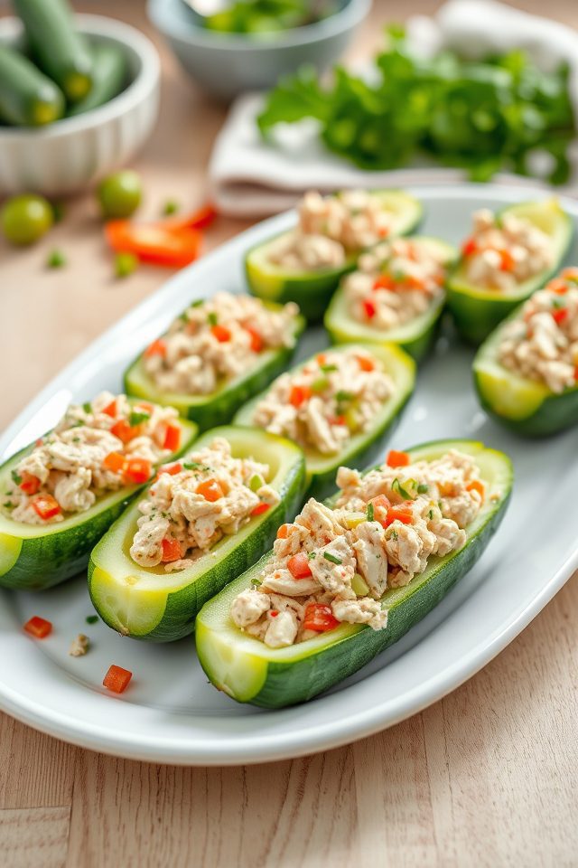 tuna stuffed cucumber halves