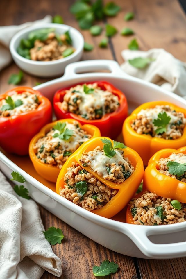 turkey spinach stuffed peppers