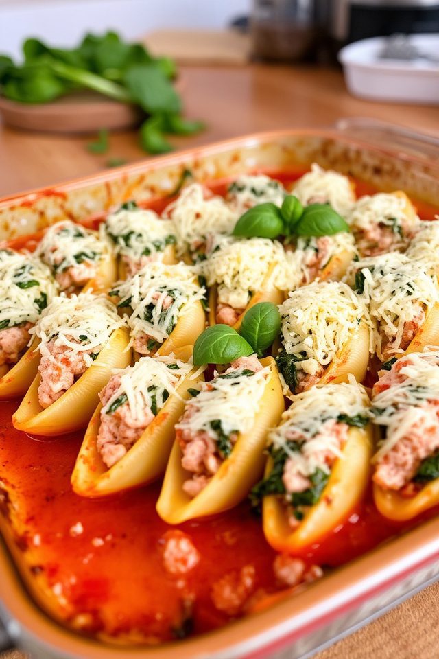turkey spinach stuffed shells