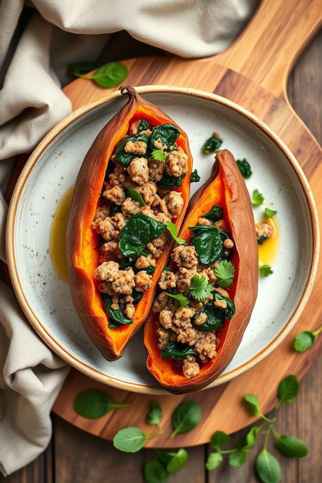 turkey spinach sweet potatoes