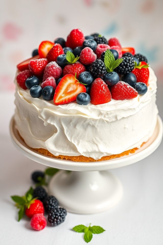 vanilla cake with berries