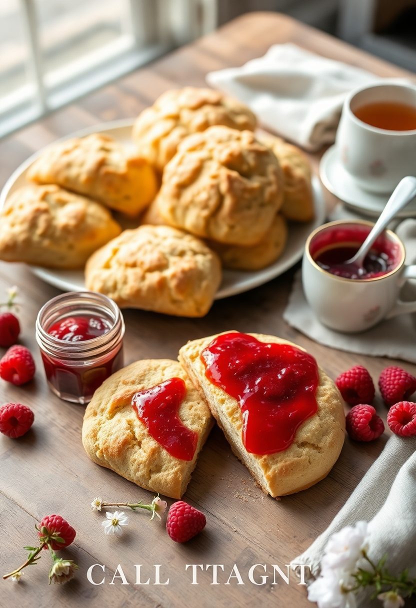 vanilla scones raspberry jam