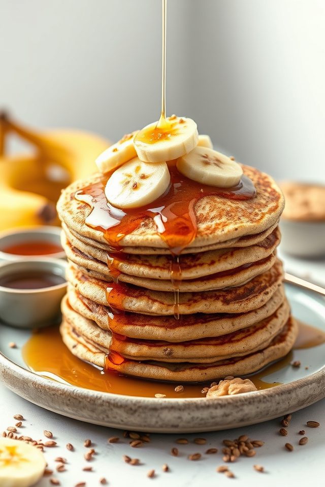 vegan banana flaxseed pancakes