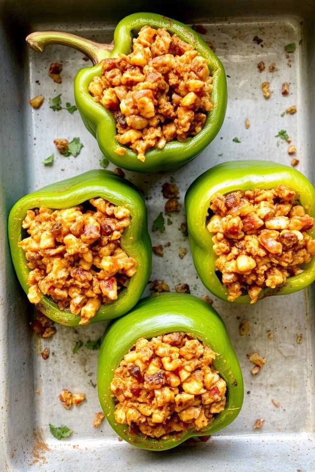 vegan jackfruit stuffed peppers