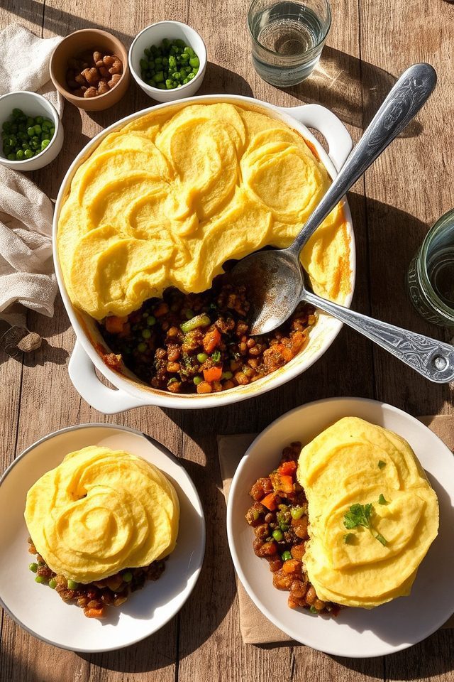 vegan lentil mashed casserole