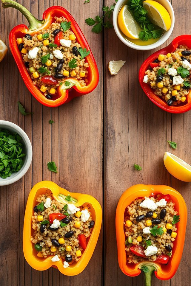 vegetable filled bell peppers