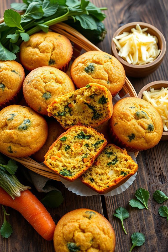 vegetable filled savory muffins