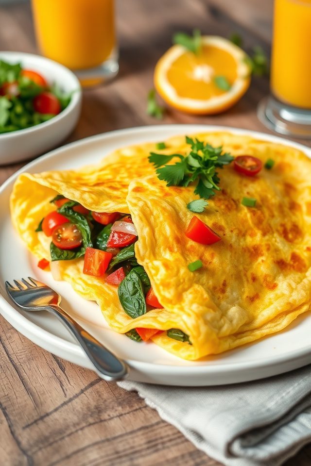 vegetable filled savory omelet
