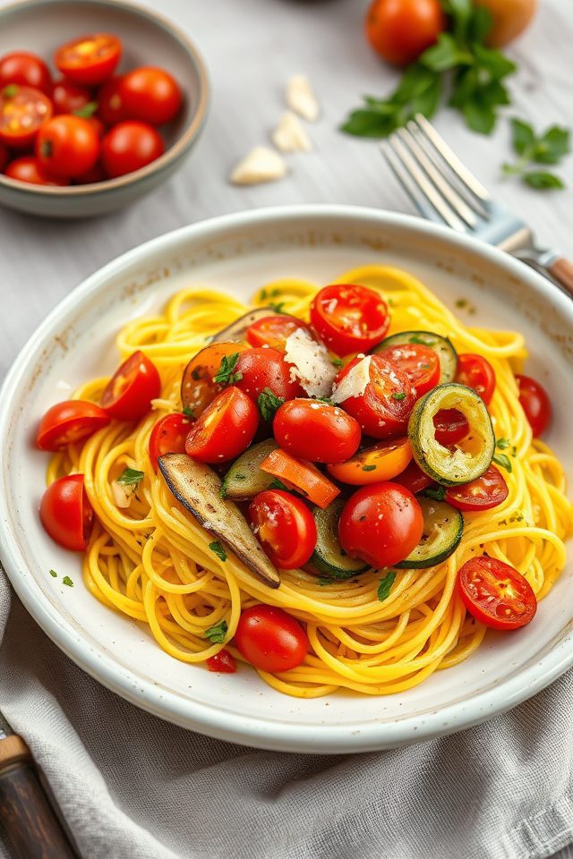 vegetable filled squash pasta