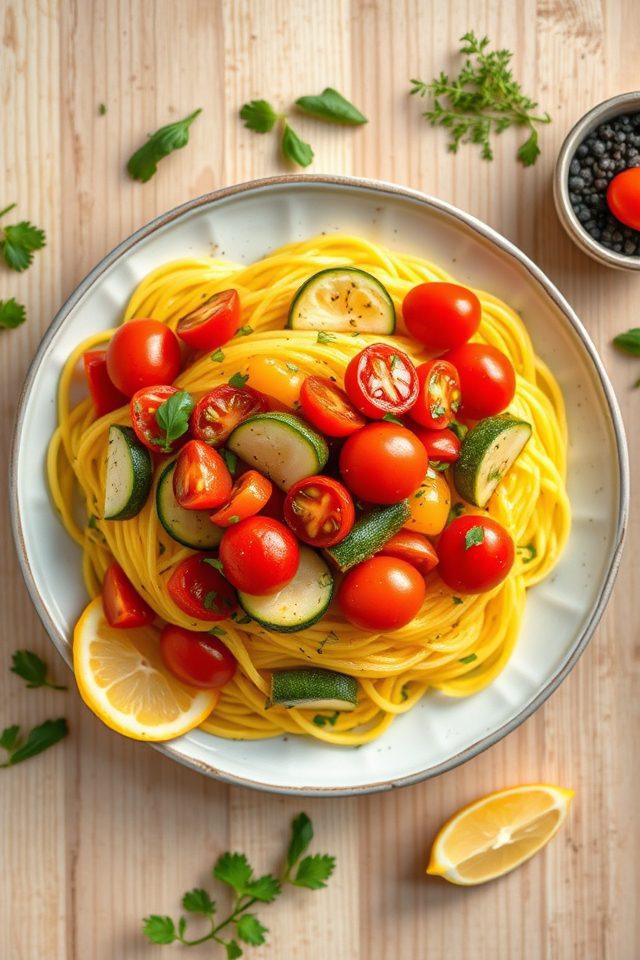 vegetable filled squash pasta