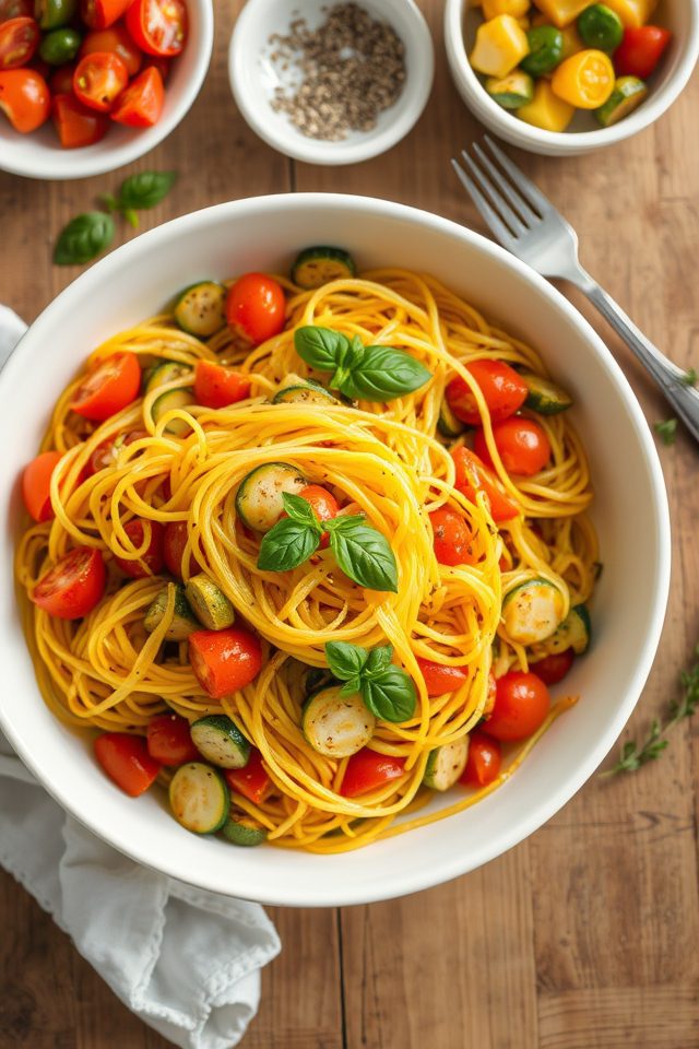 vegetable filled squash pasta