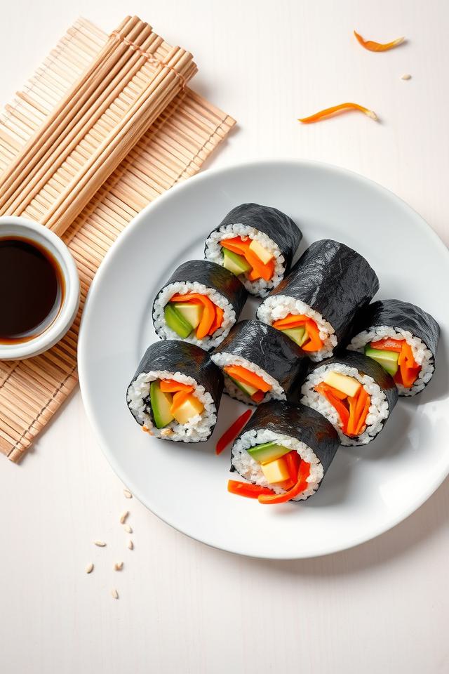 vegetable filled sushi rolls