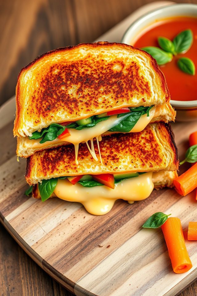 vegetable filled toasted sandwich