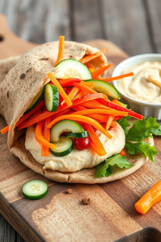 vegetable hummus stuffed pita