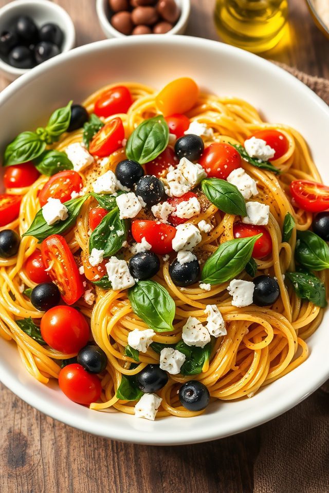 vegetable infused mediterranean pasta