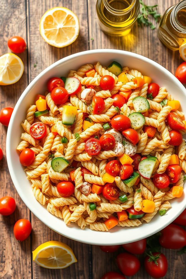 vegetable pasta olive dressing