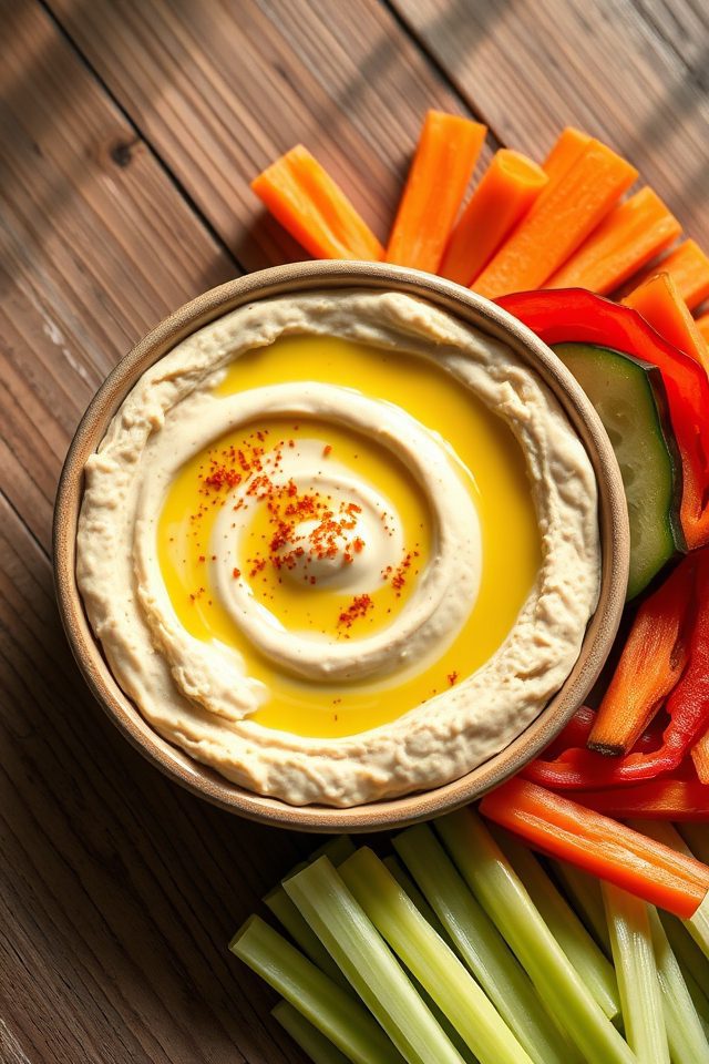 vegetable snack with hummus