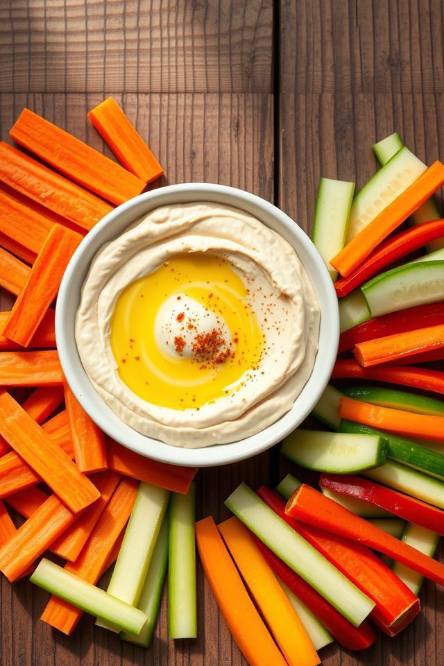 vegetable snacks with hummus