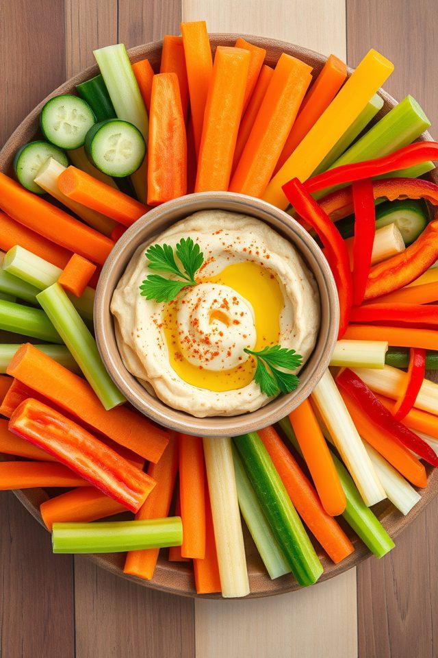 vegetable sticks with hummus