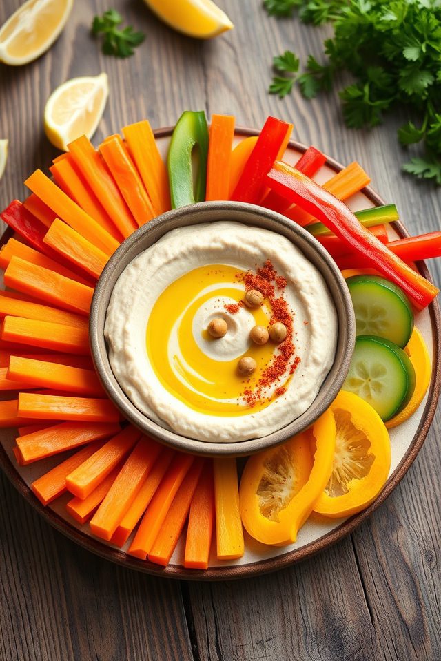 vegetable sticks with hummus