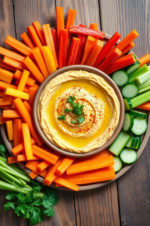vegetable sticks with hummus