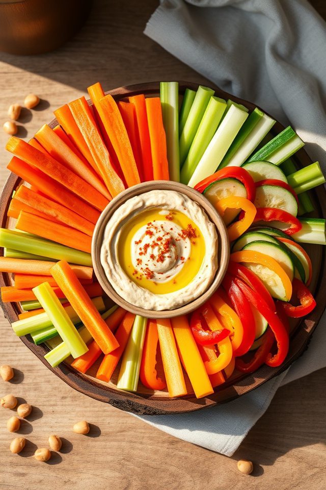 vegetable sticks with hummus