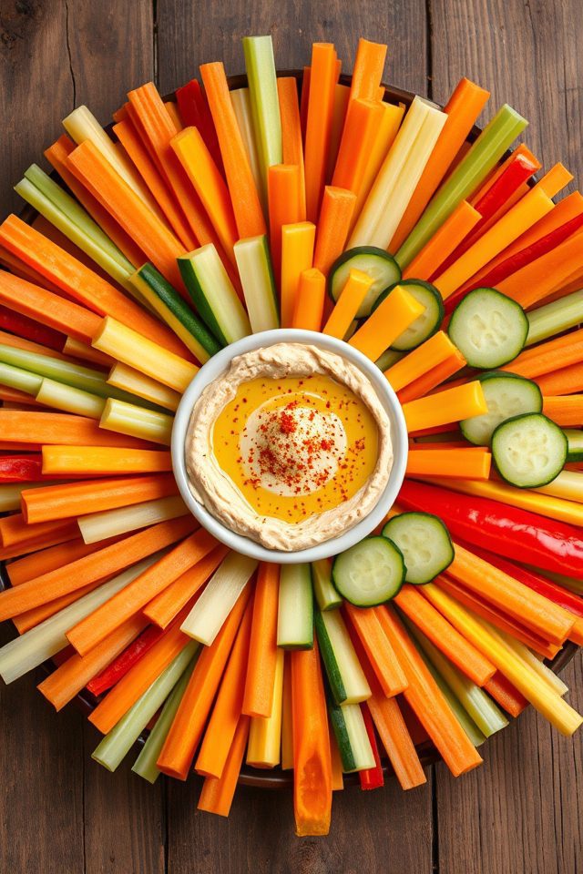 vegetable sticks with hummus