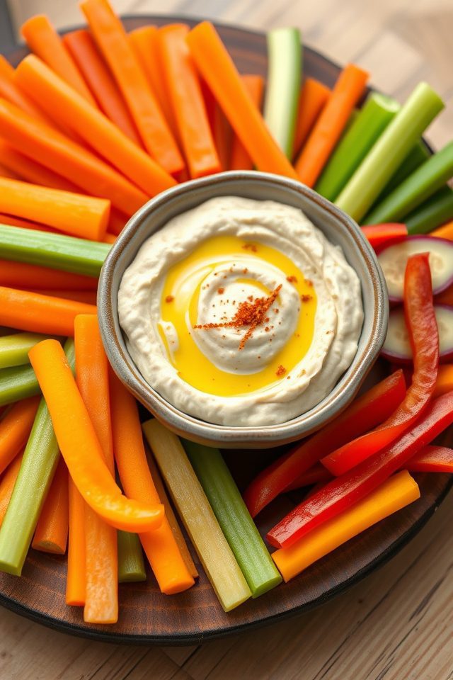 vegetable sticks with hummus