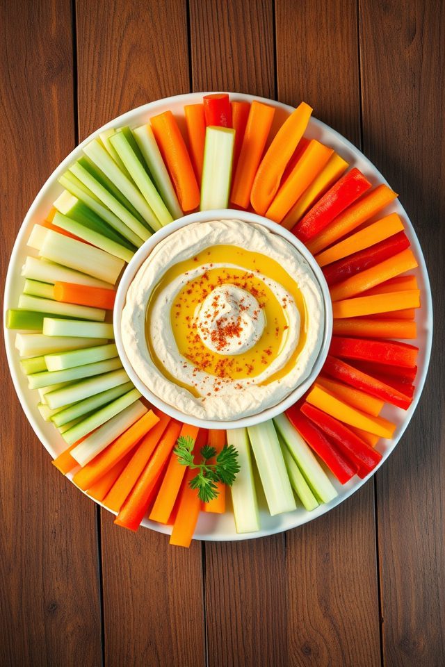 vegetable sticks with hummus