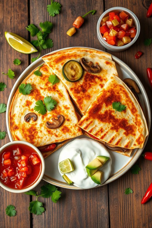 vegetable stuffed cheesy tortillas