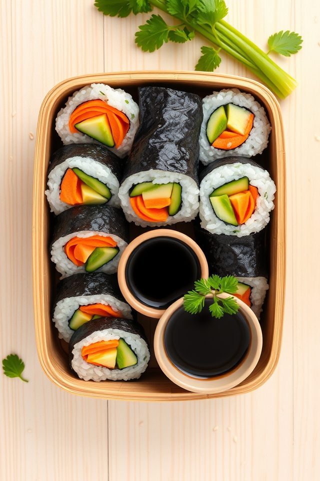 vegetable sushi with soy