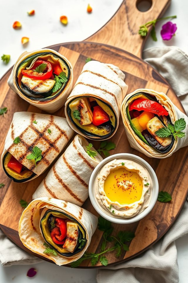 vegetarian grilled hummus wraps