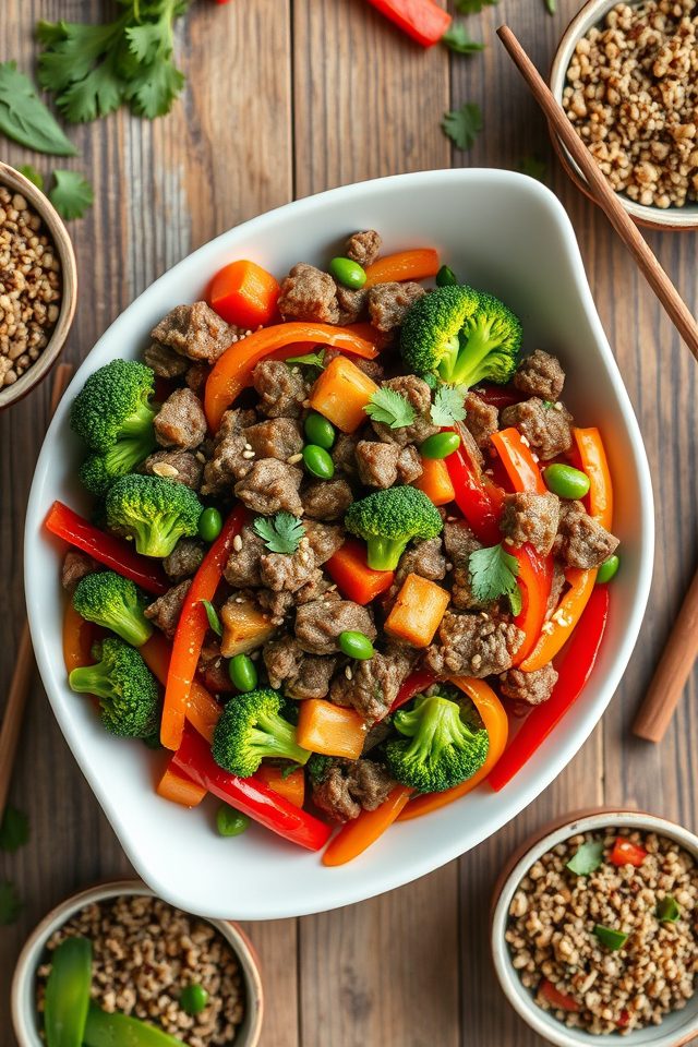 vegetarian ground beef stir fry