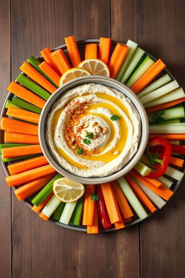 veggie sticks hummus dip