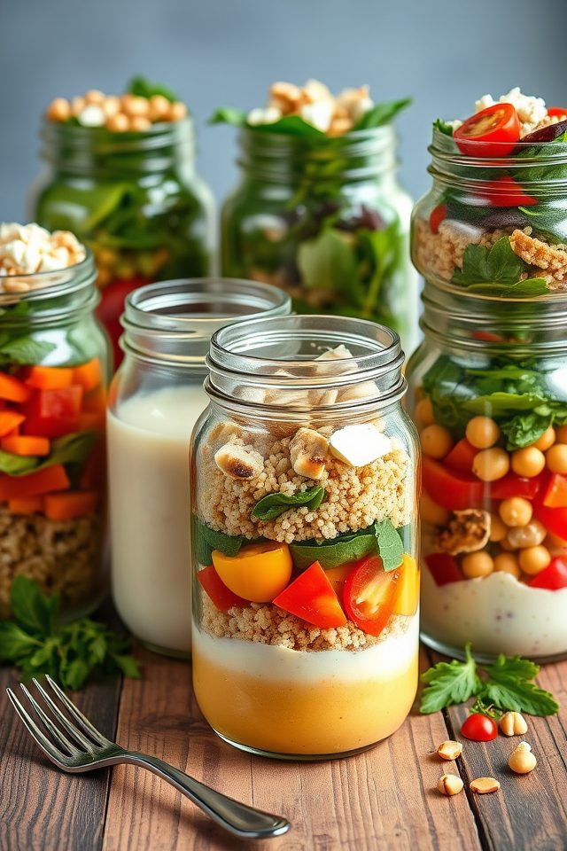 vibrant layered salad jars
