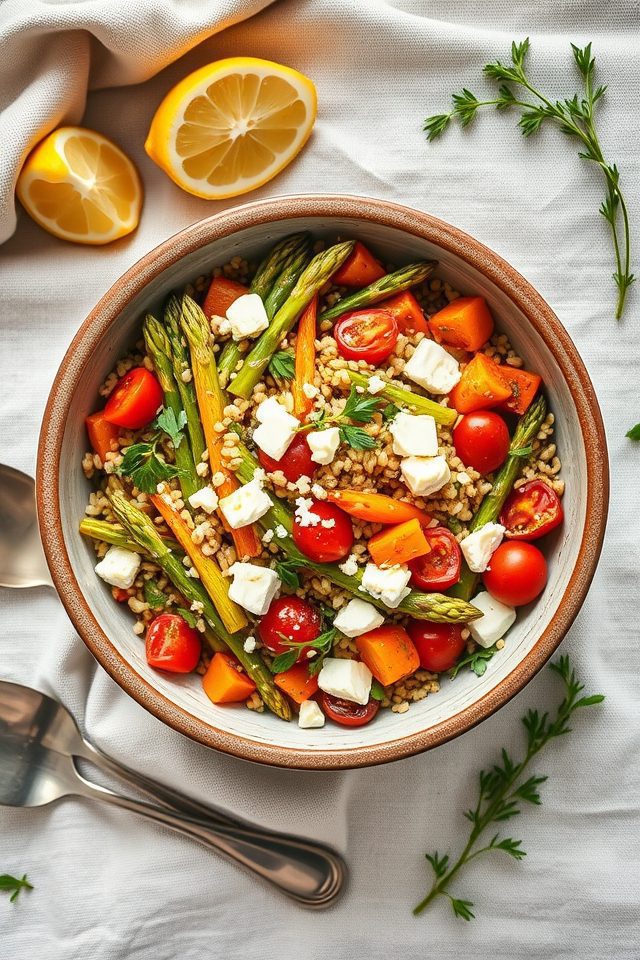 warm farro roasted vegetables