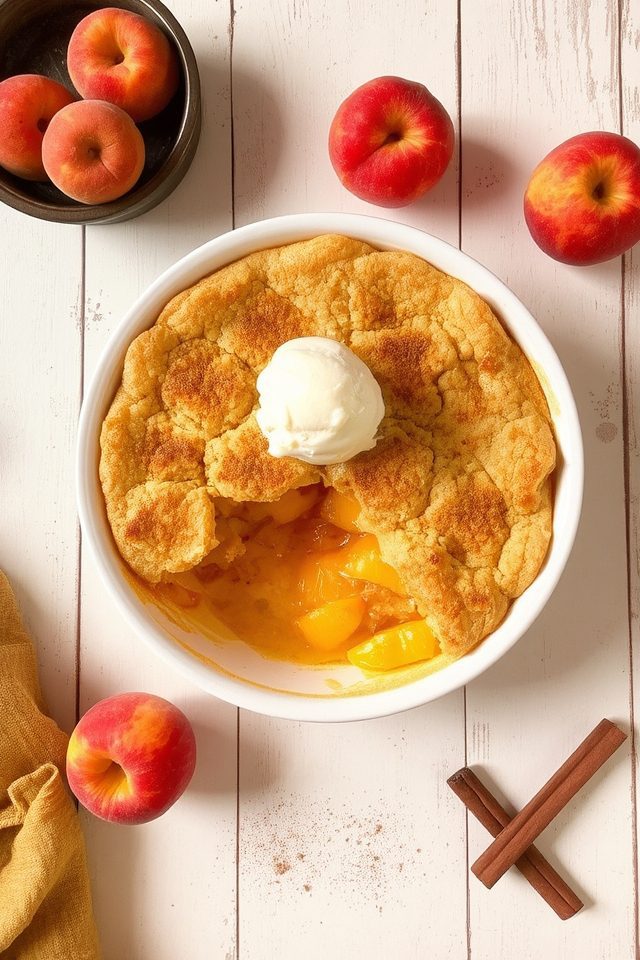 warm homemade peach dessert