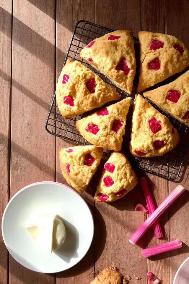 warm tart rhubarb scones
