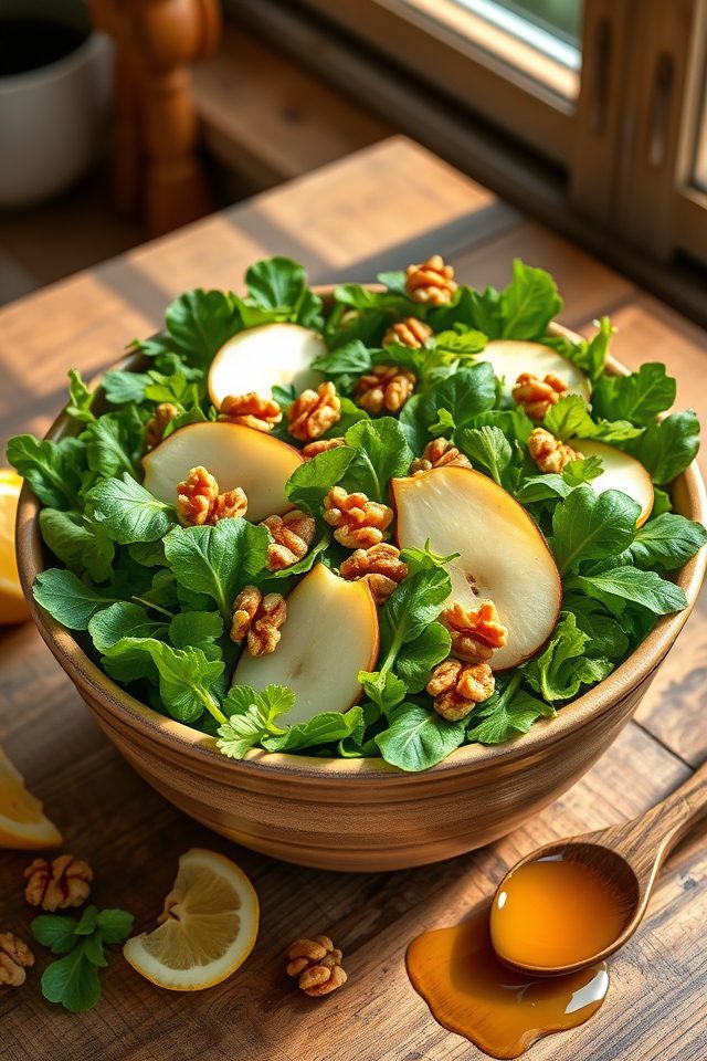 watercress pear walnut salad