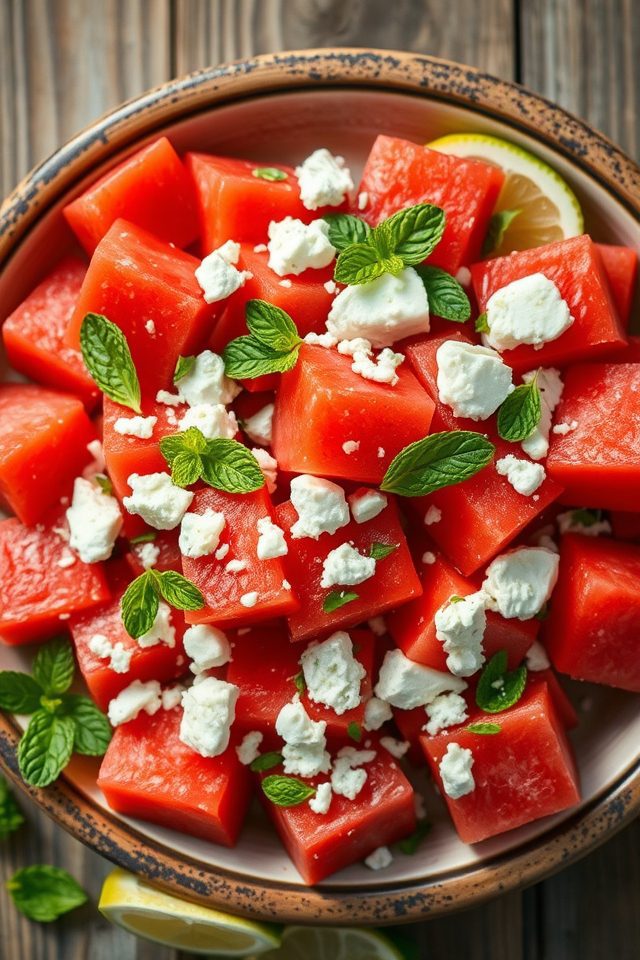 watermelon mint feta salad