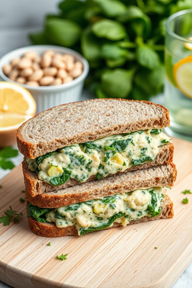 white bean spinach sandwich