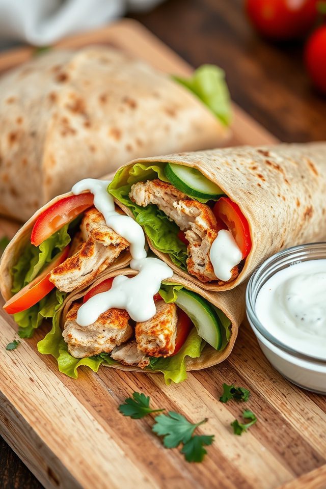 whole wheat chicken wraps