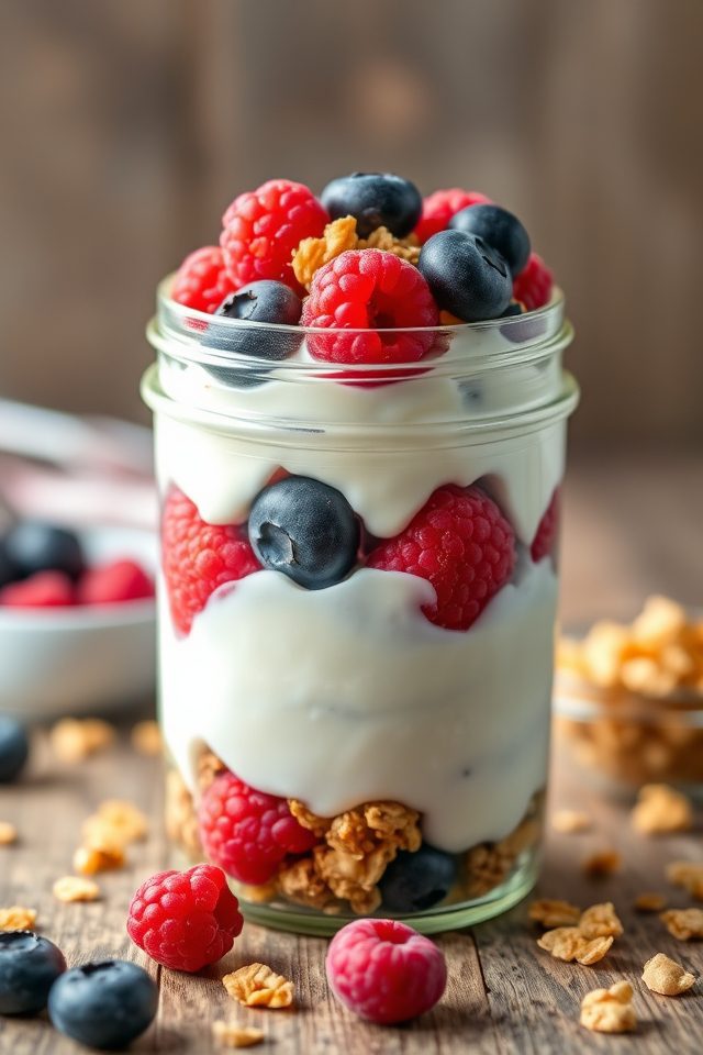 yogurt berries granola parfait