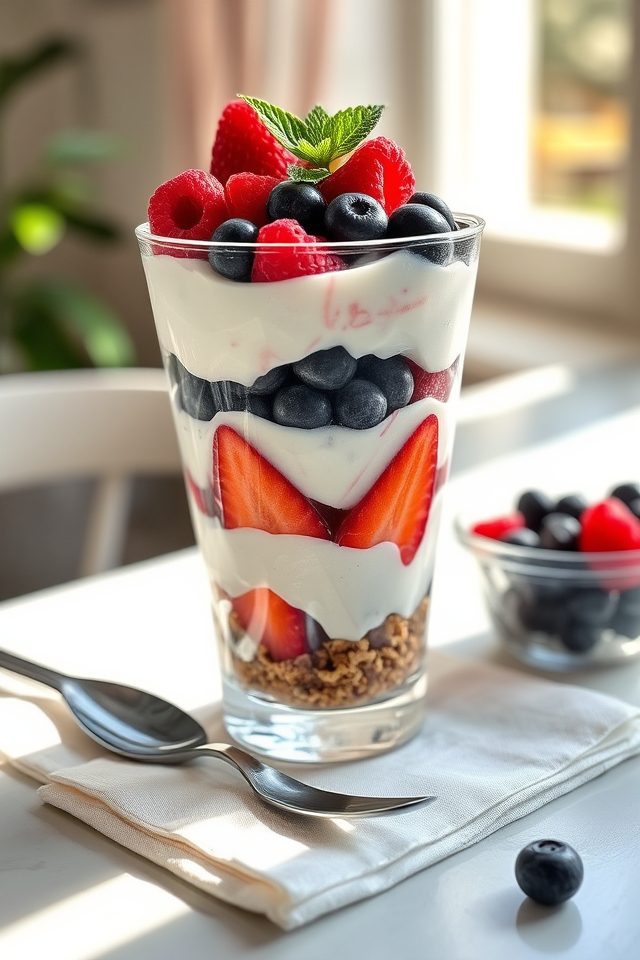yogurt berries granola parfait