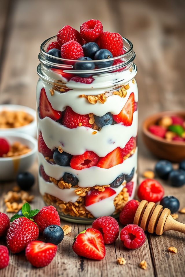 yogurt berries granola parfait