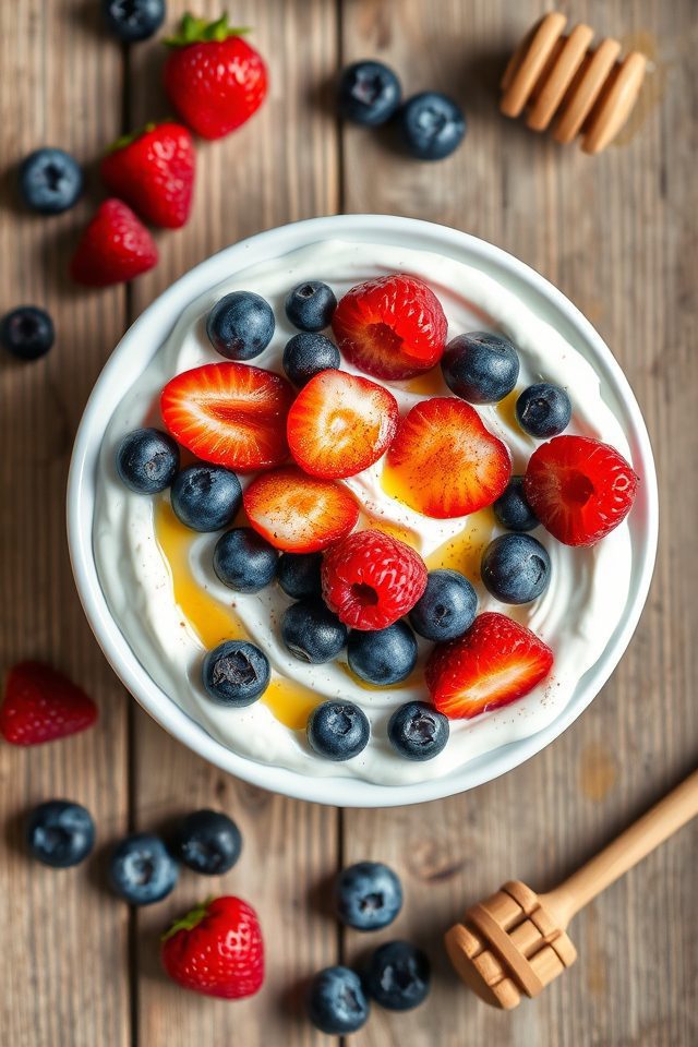 yogurt topped with berries