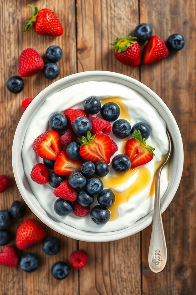 yogurt topped with berries