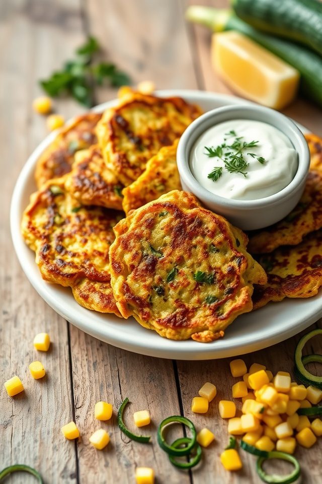 zucchini corn vegetable fritters