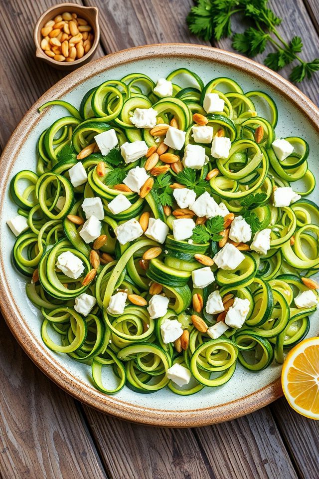 zucchini feta pine salad